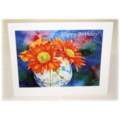 Laura Leeder Watercolor Print Greeting Cards "Chrysanthemums ~ Pure Happiness"